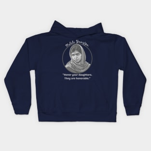 Malala Yousafzai Portrait and Quote Kids Hoodie